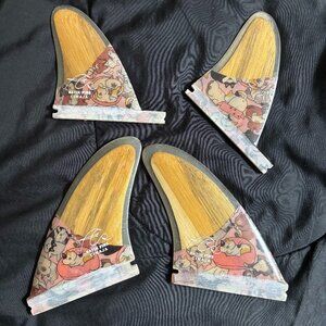 EUC Future Custom made controller quad bamboo surf fins  - size small